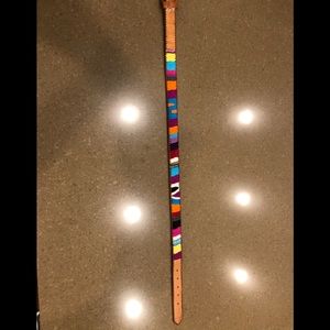 Colorful vintage Southwest woven leather belt.